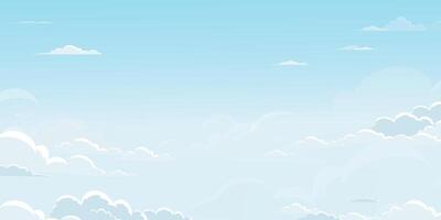 Sky Blue,Cloud Background,Horizon Summer Clear Sky over beach, landscape nature sunrise sky in Morning,Spring panorama banner white clouds on blue background,Cartoon flat design for wallpaper vector