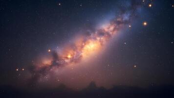 Night starry sky with Milky Way and nebula. 3D rendering. photo