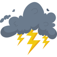 Cartoon cloud with lightning element icon isolated png