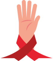 aids day hands with ribbon element icon isolated png