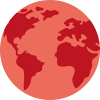 Red earth globe element icon isolated png