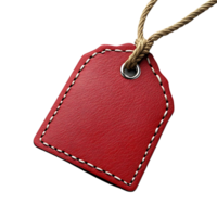 Red Leather Tag with Transparent Background, Ideal for Mockups png