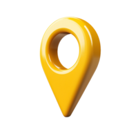 3D Render of a Shiny Yellow Location Marker Pin Icon, Navigation Symbol png