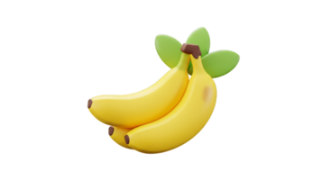 Delightful Duo of Ripe Bananas 3D Render Illustration Fresh Tropical Fruit Bunch Healthy Snack Yellow Goodness png