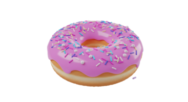 A Delicious Pink Donut with Sprinkles A Sweet Treat 3D Rendered Image png