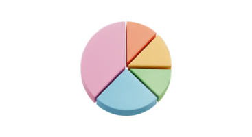 Pastel Colored Pie Chart Data Visualization 3D Graphic Design Illustration png