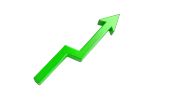 Green Upward Trending Arrow 3D Render. Growth Success Progress Chart Graphic png