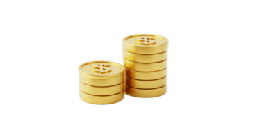 Stacks of Golden Coins. A 3D Rendering of Financial Success and Wealth Accumulation png
