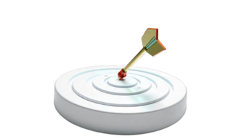 Achieving Success. A 3D Render of an Arrow Striking the Bullseye on a Circular Target png