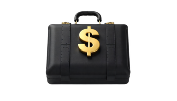 Black Briefcase with Golden Dollar Sign Symbol of Wealth and Finance png
