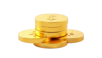 Golden Stack of Coins. A Visual Representation of Wealth and Prosperity png