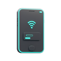 3D Render of Smartphone Displaying Wireless Network Connection and Login Interface png