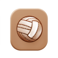 3D Render of a Retro Volleyball Icon App Design in Light Brown Color Scheme png
