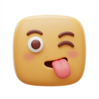 Playful 3D Render of a Mischievous Winking Emoji with Tongue Out png