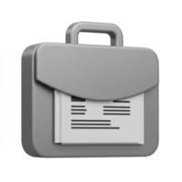 3D Render of a Grey Briefcase with Documents Inside, Business Portfolio, Office Supplies, Professional Work, Data Storage, Digital Asset, File Management png