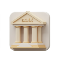 3D Render of a Classical Bank Building Icon App Design Beige Tones png
