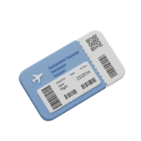3D Render of a Realistic Airplane Boarding Pass Ticket with QR Code for Travel and Flight Booking png