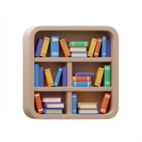 Colorful 3D Render of a Bookshelf Filled with Various Books, a Digital Illustration of a Library png