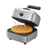 Delicious Golden Waffle Baking in a Modern Compact Waffle Maker png