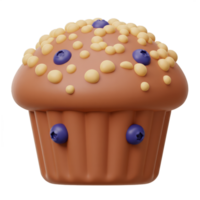 Delightful 3D Render of a Blueberry Muffin with Crumble Topping A Tempting Sweet Treat Digital Bakery png