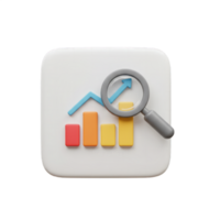 Analyzing Growth Trends Data Insights 3D Rendered Icon Magnifying Glass Chart png