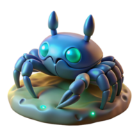 3D Render of a Cute Robotic Crab on a Glowing Orb Digital Creature Illustration png