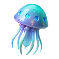 Glowing Jellyfish Robot 3D Render of a Futuristic Aquatic Creature png