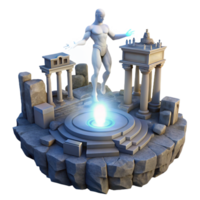 3D Render of Ancient Ruins and a Floating Figure png