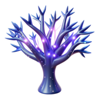 Glowing Blue 3D Tree Illustration Abstract Background Design with Luminous Branches and Sparkling Lights png