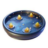 3D Render Floating Candles Dark Blue Abstract Background png