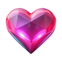 Luminous Pink Facet Heart 3D Render A Vibrant Polygonal Gem Heart Illustration png