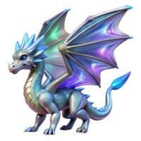 Sparkling Baby Dragon 3D Render A Magical Creature with Iridescent Wings and Scales png