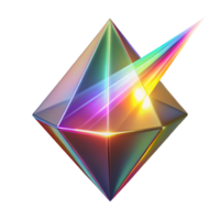 Iridescent Gemstone 3D Render Abstract Background Image Prismatic Crystal Geometric Design Shiny Rainbow Light Effects png