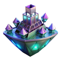 Enchanted Island Metropolis 3D Render Futuristic Architectural Design Glowing Jewel like Structures Abstract Background Image png