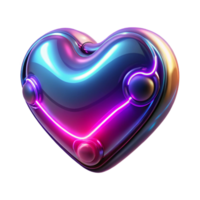 Neon Heart A Futuristic 3D Render of a Chromatic Metallic Heart png