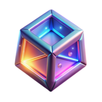 3D Render of Illuminated Cube png