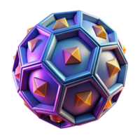Abstract 3D Render of a Geometric Sphere with Hexagonal Facets and Pyramidal Accents png