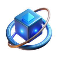 Blue Cube 3D Render Abstract Background png