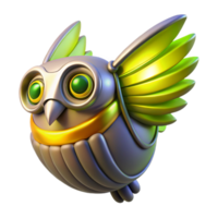 3D Render of a Futuristic Mechanical Owl in Flight png