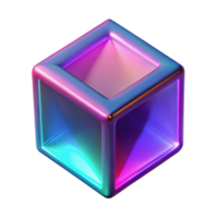 Vibrant Neon Cube 3D Render Abstract Background Image png