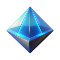 Luminous Blue Gemstone Pyramid 3D Render of a Sparkling Crystal png