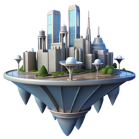 Futuristic Floating City A 3D Render of a Modern Metropolis on an Island png