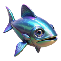 Iridescent 3D Fish Illustration Futuristic Aquatic Creature Design with Hexagonal Patterned Scales png