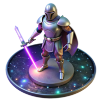 Galactic Knight 3D Render of Fantasy Space Warrior with Lightsaber png
