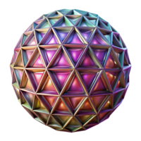 Iridescent Geometric Sphere 3D Render Abstract Background Image Triangular Facets Metallic Texture png