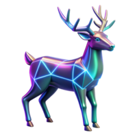 3D Render of a Neon Geometric Deer with Iridescent Texture png