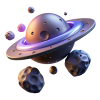 3D Render of a Planet with Moons png
