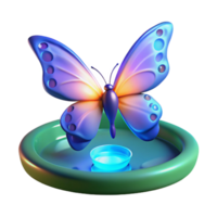 3D Render of a Butterfly at a Water Source png