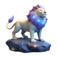 3D Render of a Majestic Lion on a Starry Rock png