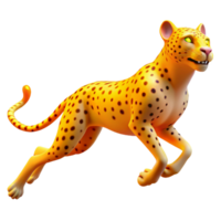 3D Render of a Cheetah in Motion A Dynamic Illustration of a Spotted Cat Leaping png